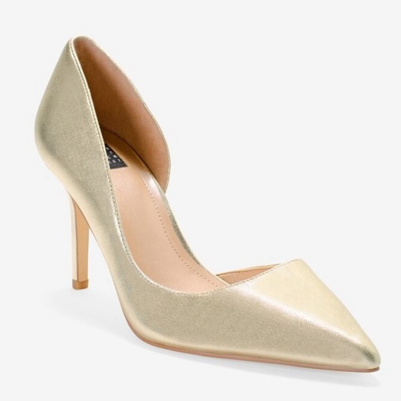 WHBM Ella Leather D'Orsay Heels Gold Metallic 5.5M - Picture 1 of 9